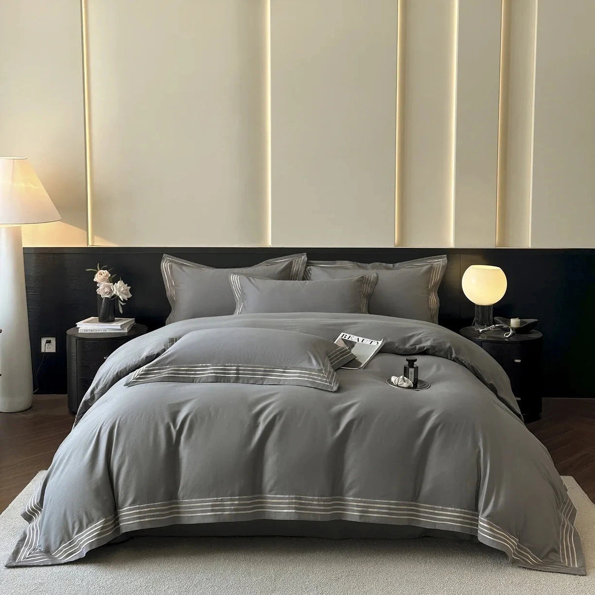 Autumn and Winter Class a Long-staple Cotton Thickened Brushed Duvet Cover Bed Sheets Four-piece Set Embroidered Bedding Set Julia M LifeStyles