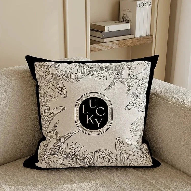 Nordic Style High-End French Retro Pillow Black and White Abstract Art Decorative Cushion for Sofa Bedroom Julia M LifeStyles