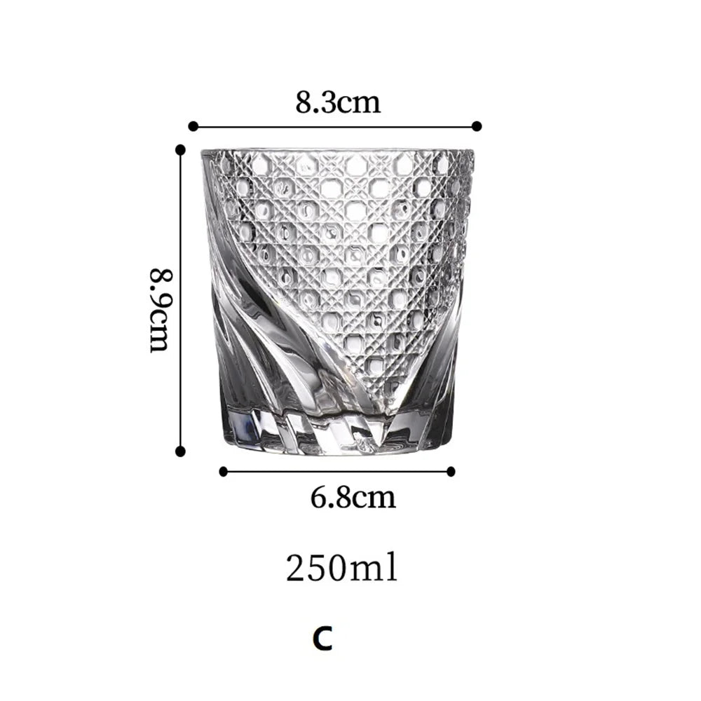 Old Fashioned Crystal Glasses Lead-Free Irregular Shot Glass Liquor Vodka Bourbon Whisky Glass Rotate Tumbler Whiskey Glass Cup