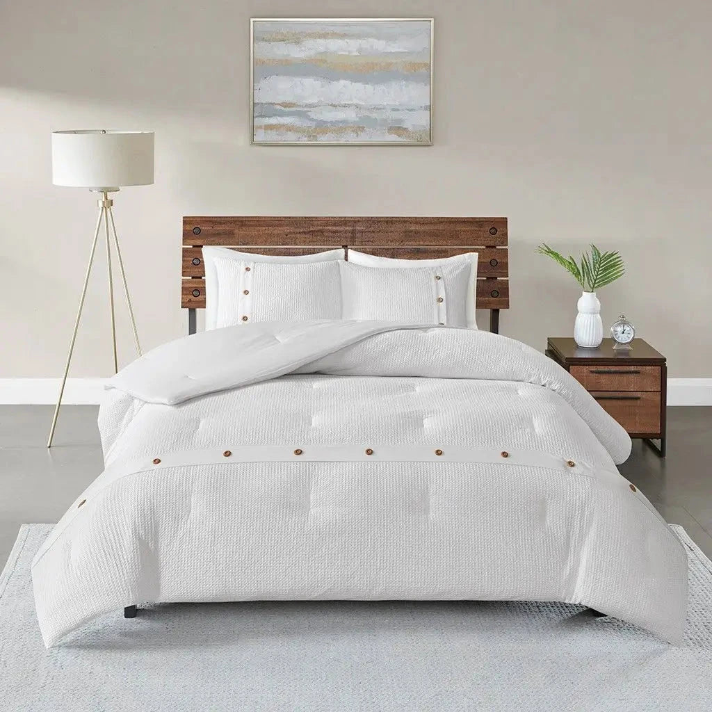 King-Size Cotton Waffle Weave 3-Piece Comforter Set Julia M LifeStyles