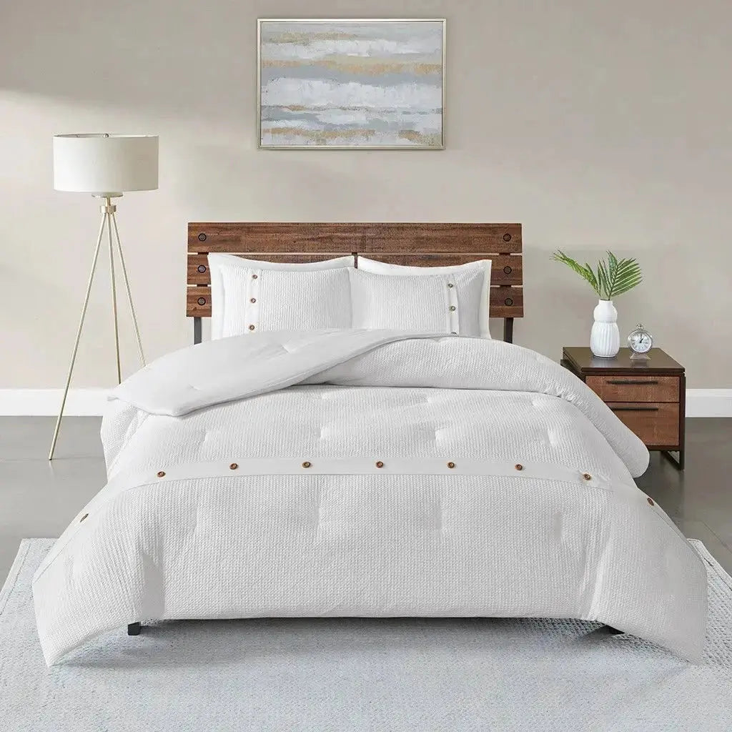 King-Size Cotton Waffle Weave 3-Piece Comforter Set Julia M LifeStyles