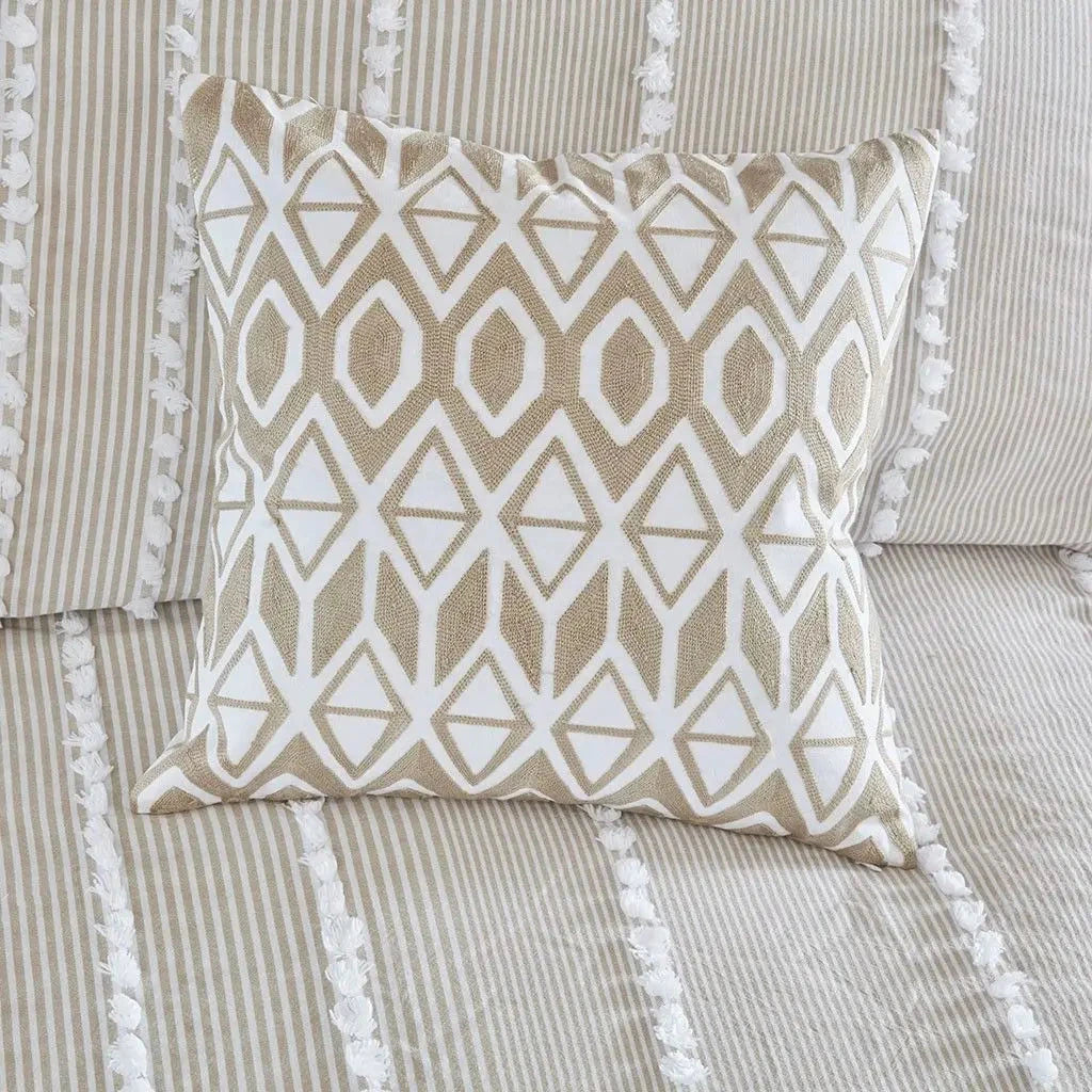 Luxury Embroidered Cotton Oblong Decorative Pillow Floral and Leaf Print Portable Christmas Wool Cushion for Floor Use Julia M LifeStyles