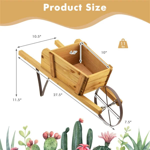 2-in-1 Wheelbarrow Planter with 9 Magnetic Accessories Wooden Wagon for Garden Yard Flower Pots & Planters Julia M LifeStyles