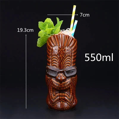 450ml Ceramic Tiki Cocktail Mug Creative Porcelain Beer Wine Mug Cup Bar Tool Julia M Home & Kitchen
