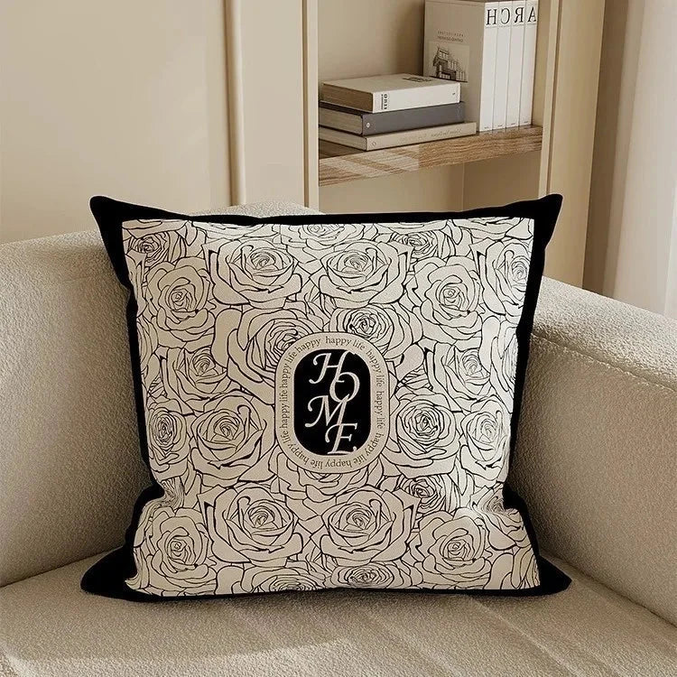 Nordic Style High-End French Retro Pillow Black and White Abstract Art Decorative Cushion for Sofa Bedroom Julia M LifeStyles