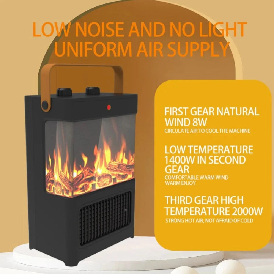 Electric Fireplace Heater 1500W 3D LED Flame Modern Style Double Safety Protection Indoor Use with AU Plug Portable Julia M LifeStyles