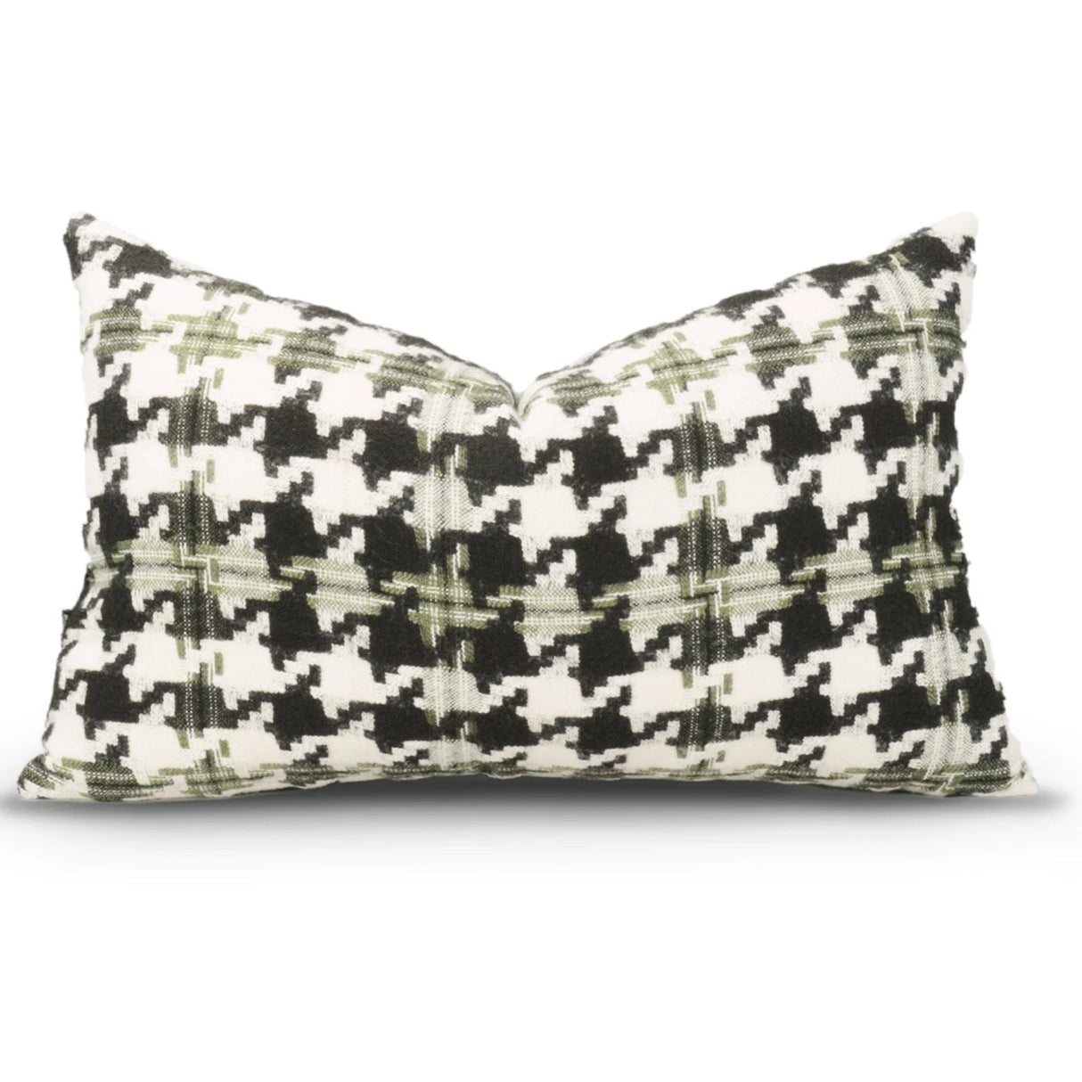 Decorative pillow with black and white pattern on a white background, featuring the brand 'Hodan'.