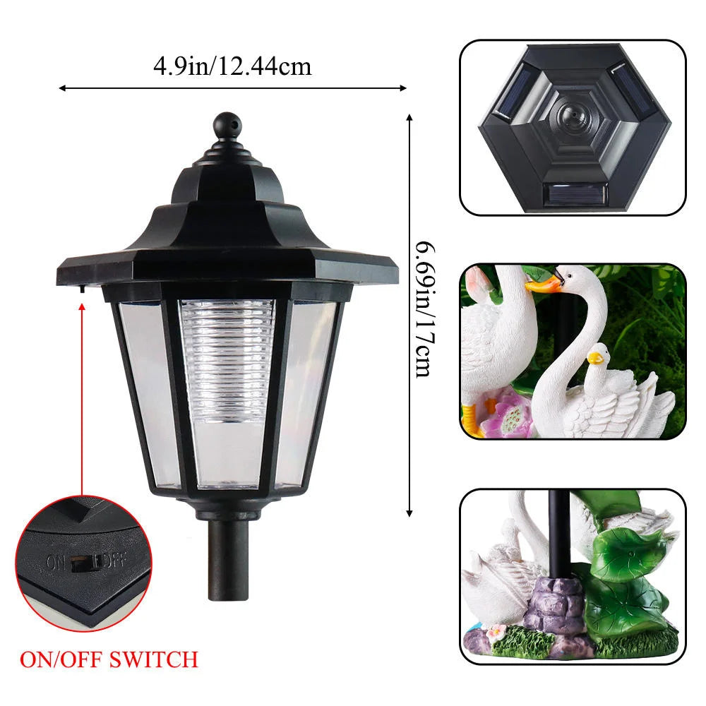 Swan Family Resin Street Lamp Decoration Piece