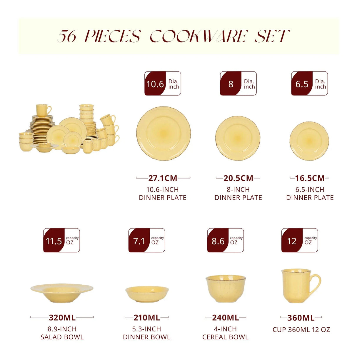 Elegant Dinnerware Set with Pasta Bowls Fine China Premium Royal Yellow Dinner Set Julia M LifeStyles