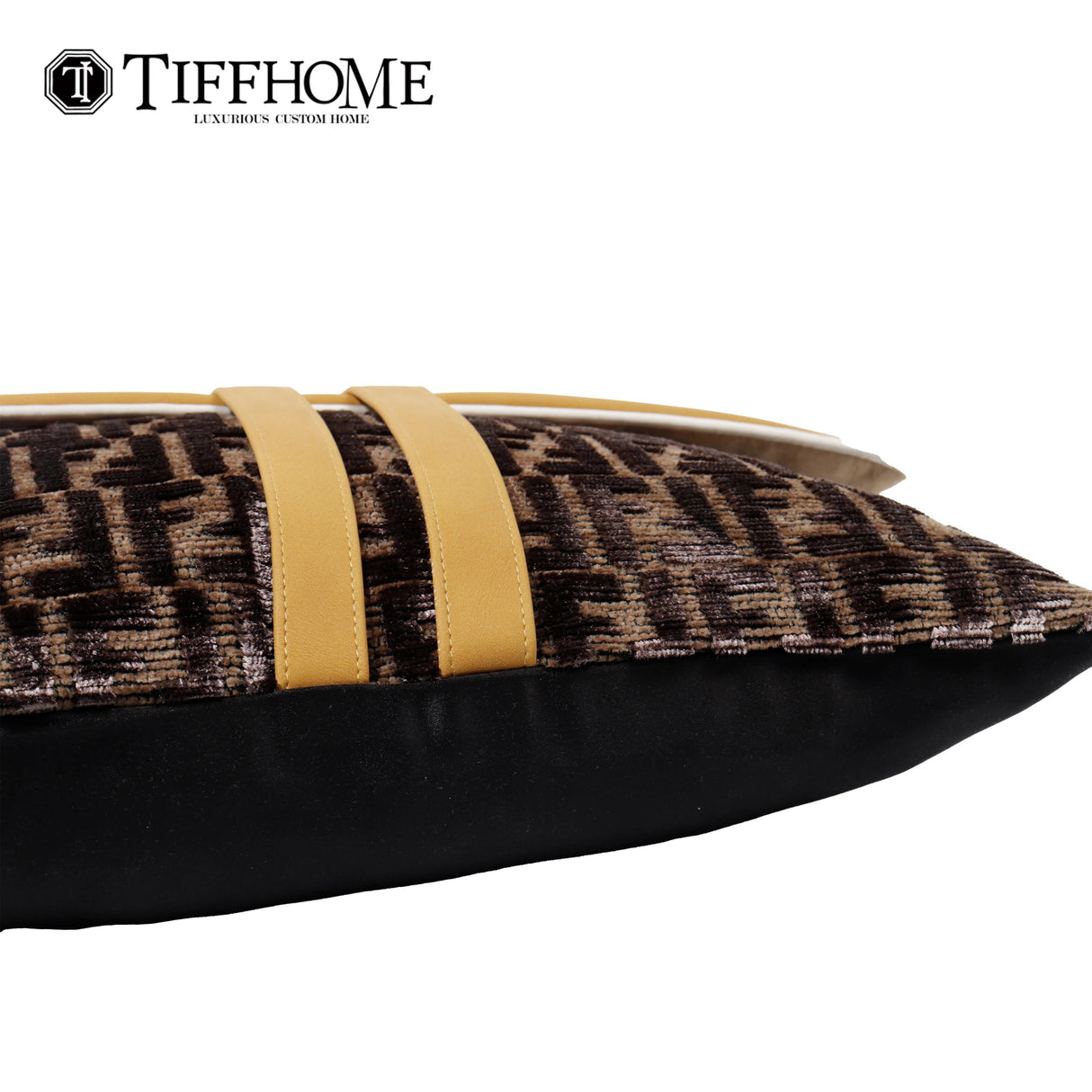 High Quality Custom Organic Decorative Cushion Covers Portable Waist Pillow Cases Cut Velvet Leather Splicing Throw Julia M LifeStyles