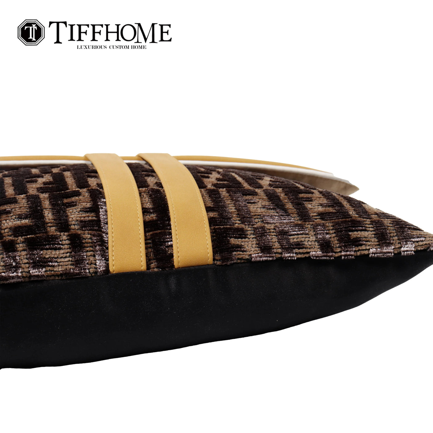 High Quality Custom Organic Decorative Cushion Covers Portable Waist Pillow Cases Cut Velvet Leather Splicing Throw Julia M LifeStyles