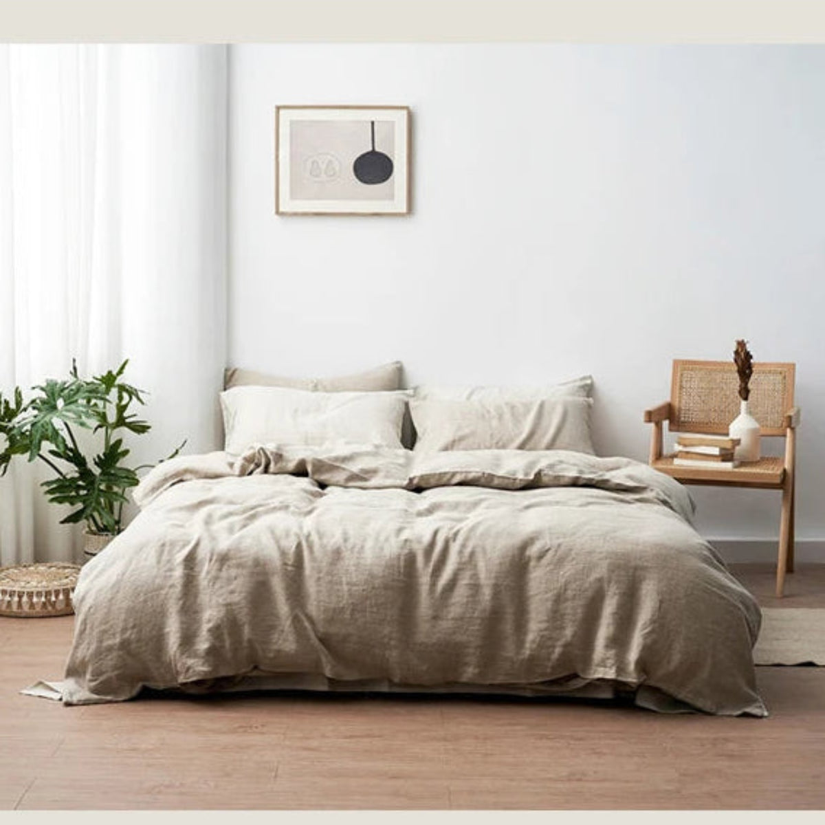 Washed Linen Duvet Cover Set with Pillowcases