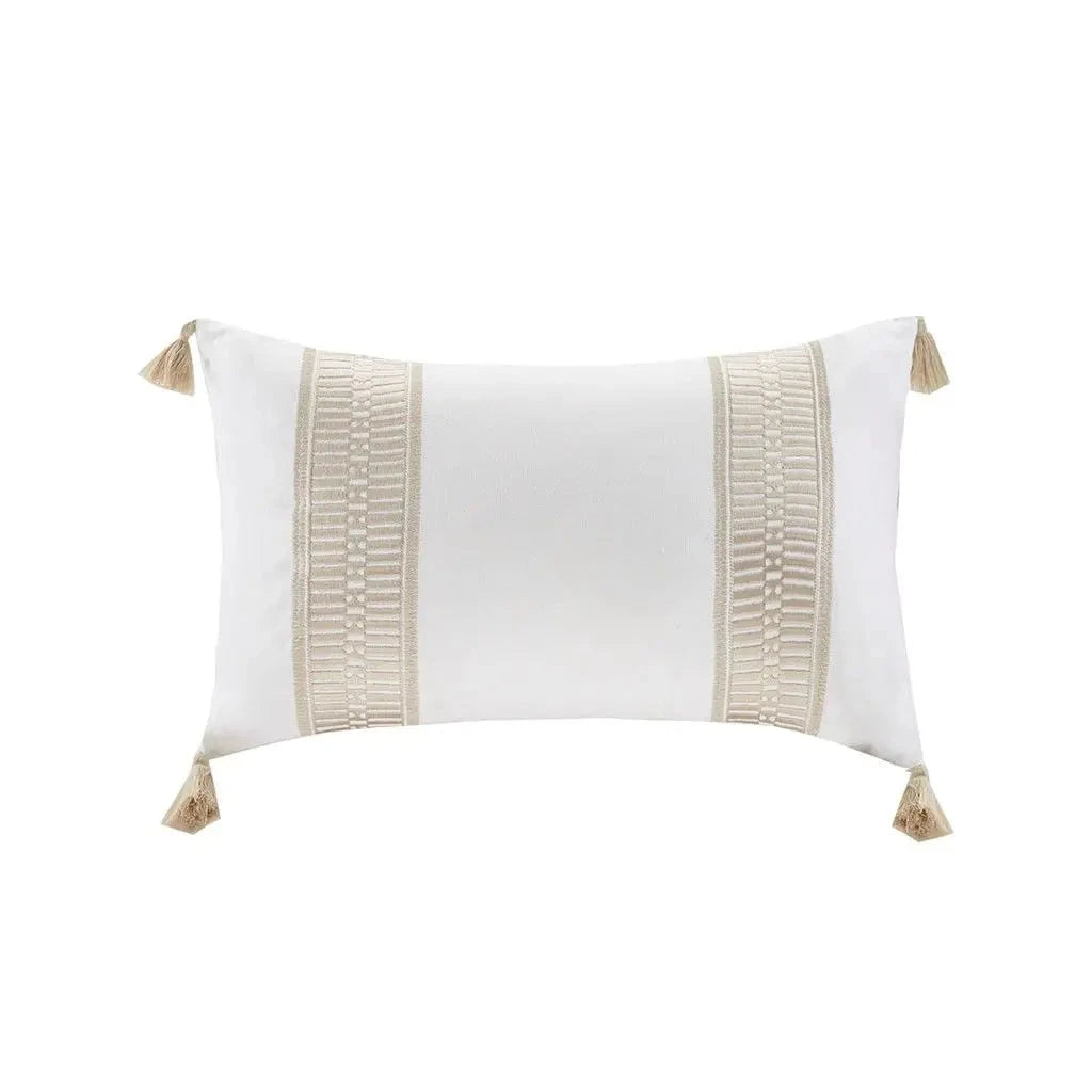 Luxury Embroidered Cotton Oblong Decorative Pillow Floral and Leaf Print Portable Christmas Wool Cushion for Floor Use Julia M LifeStyles