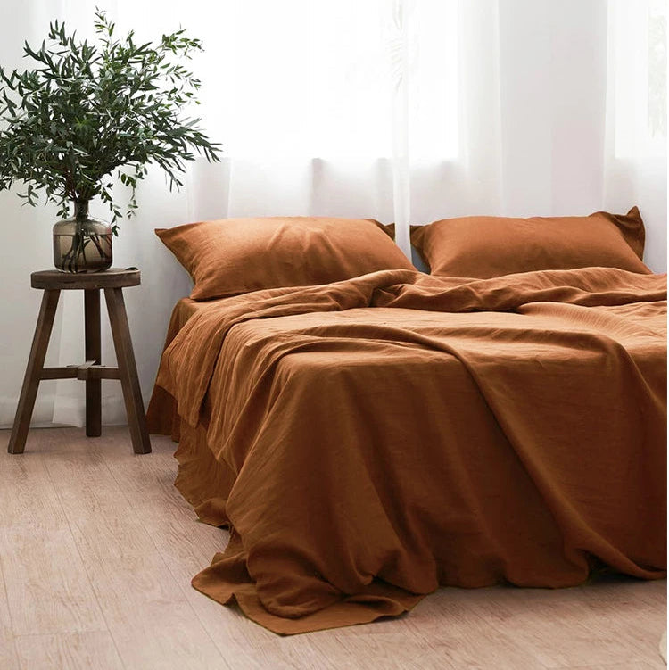Washed Linen Duvet Cover Set with Pillowcases