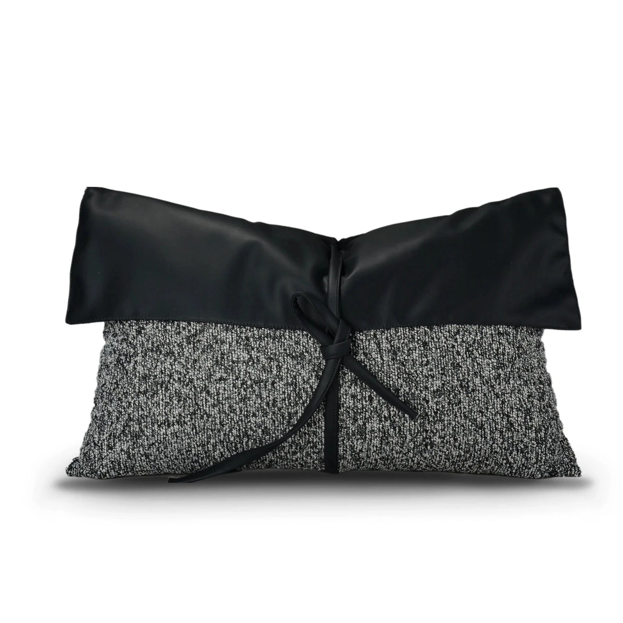 Simple Modern Sofa Model Room PU Leather Splicing Black Decoration Pillow Villa Light Luxury Waist Pillow Bow Pillowcase Julia M LifeStyles