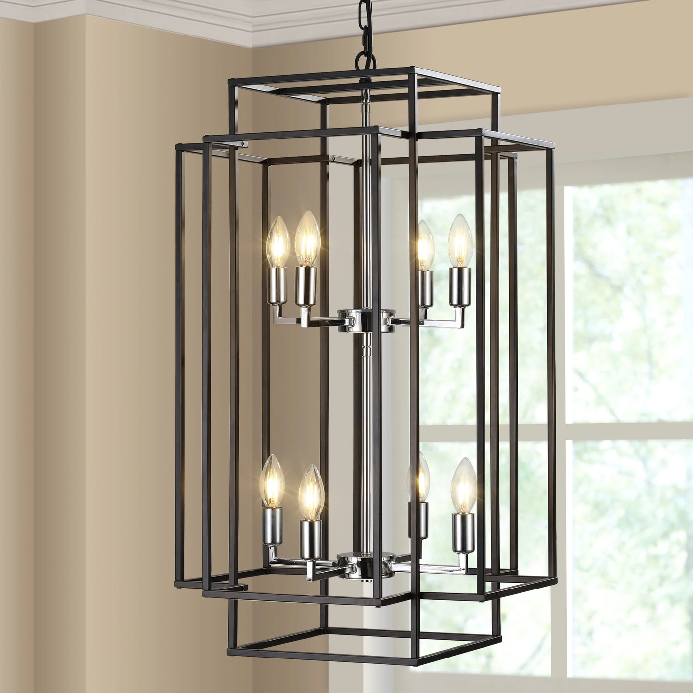 Obsidian Axis™ 8-Light Geometric Chandelier