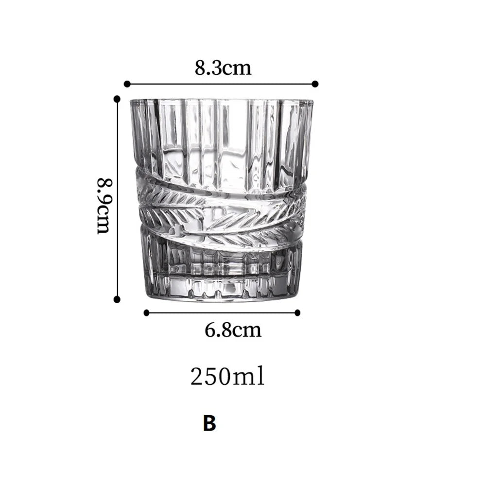 Old Fashioned Crystal Glasses Lead-Free Irregular Shot Glass Liquor Vodka Bourbon Whisky Glass Rotate Tumbler Whiskey Glass Cup