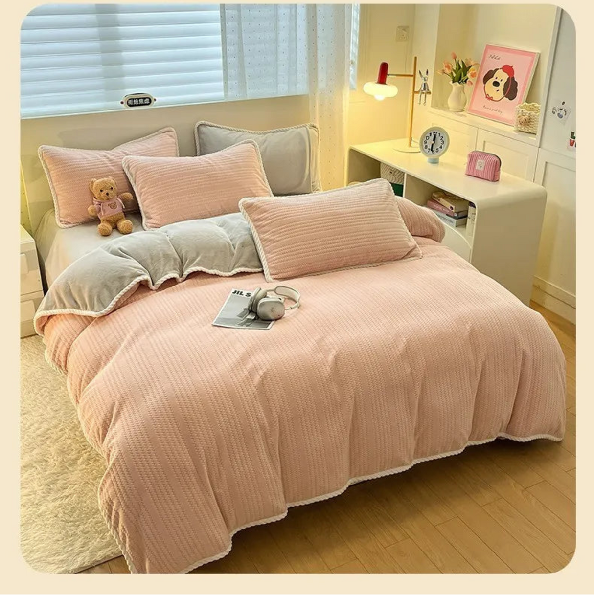 2025 New Winter Four-Piece Set Class Thickened Milk Velvet Quilt Cover Coral Velvet Bed Sheets Dormitory Fitted Three-Piece Set - Julia M LifeStyles