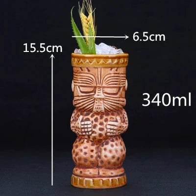 450ml Ceramic Tiki Cocktail Mug Creative Porcelain Beer Wine Mug Cup Bar Tool Julia M Home & Kitchen
