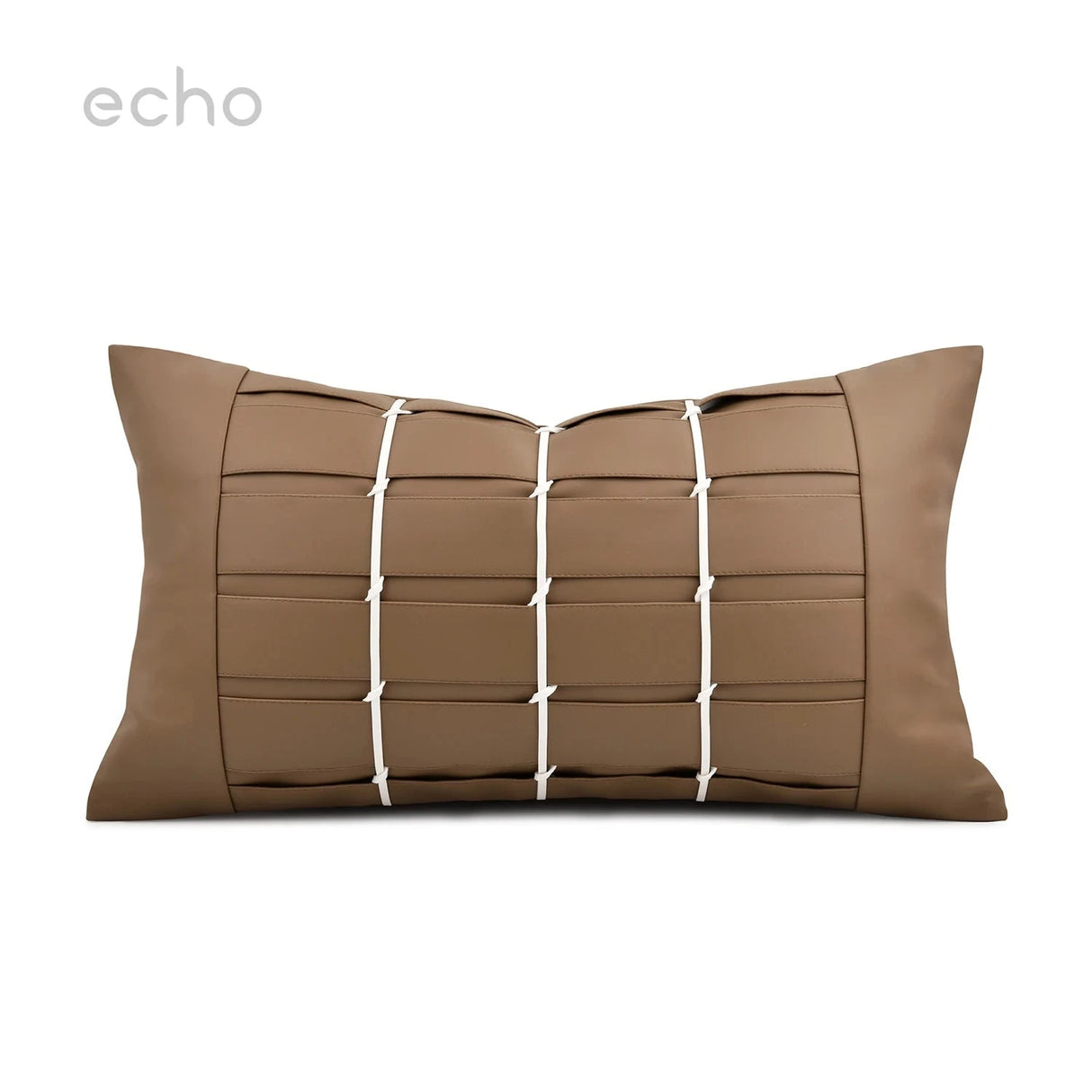 Echo Modern High-end Orange Coffee Leather Weaving Hotel Decoration Waist Pillowcase Sofa Living Room Pillow Cover Cushion Cover Julia M LifeStyles