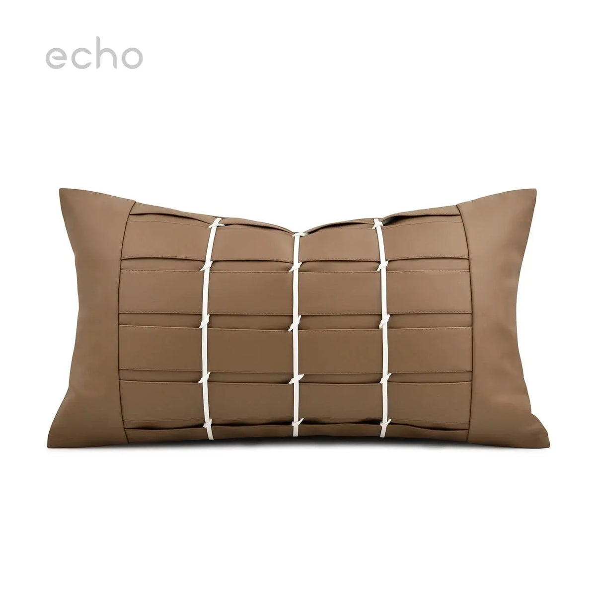 Echo Modern High-end Orange Coffee Leather Weaving Hotel Decoration Waist Pillowcase Sofa Living Room Pillow Cover Cushion Cover Julia M LifeStyles