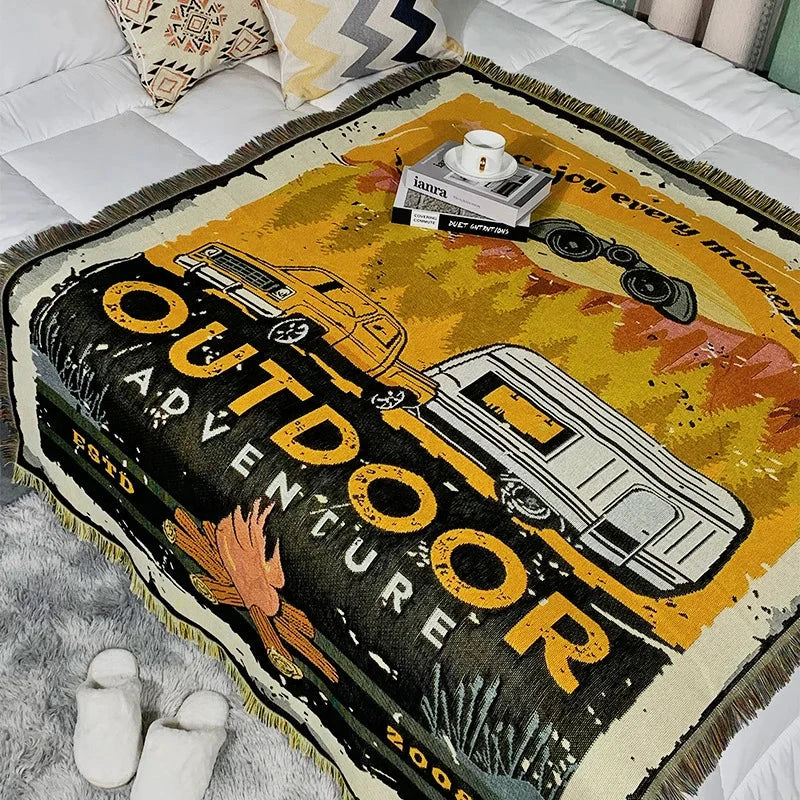 Jacquard Floral Woven Blanket - Portable Outdoor Camping Mat Julia M LifeStyles