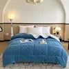 Custom Wholesale Simple Solid Color Hypoallergenic Tuff Velvet Thickened Winter Warm Soybean Fiber Filled king Bedroom Quilts Julia M LifeStyles