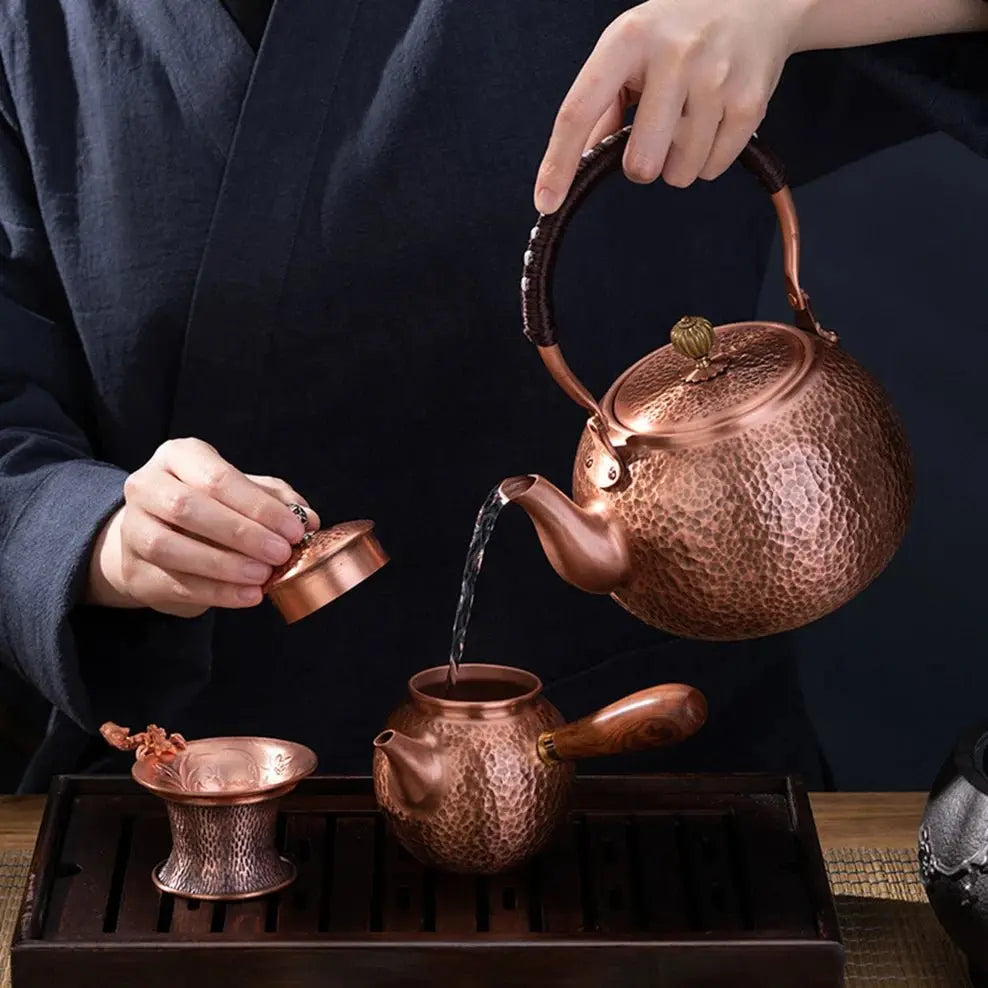 Handmade Retro Style Pure Copper Boiling Tea Kettle - 600/1200/1600ml - Julia M LifeStyles