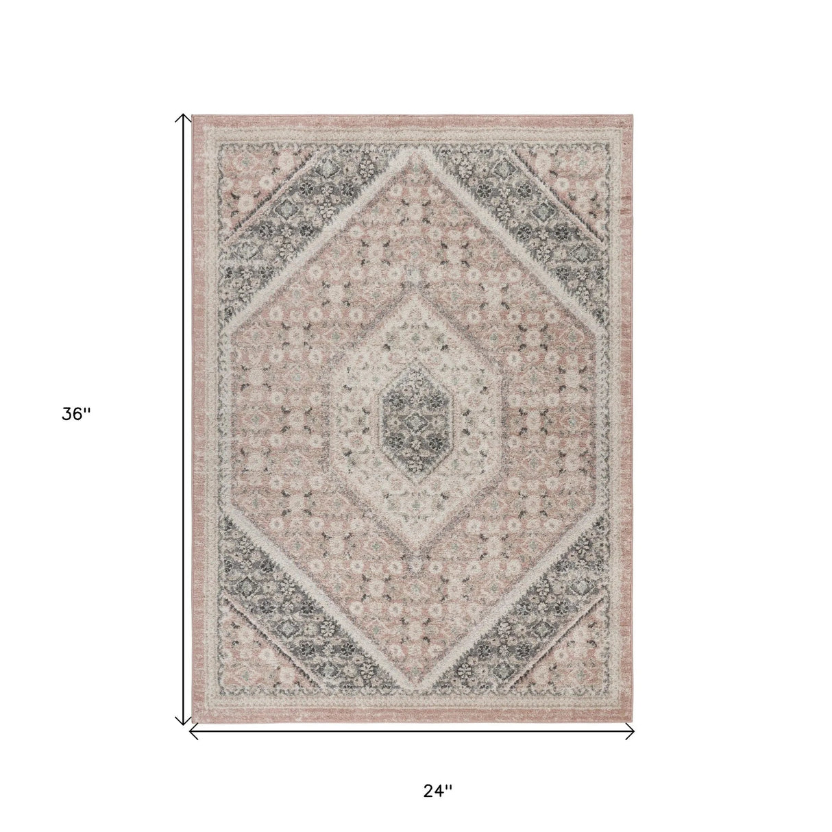 Pink and Cream Medallion Area Rug 2' X 3' Julia M LifeStyles
