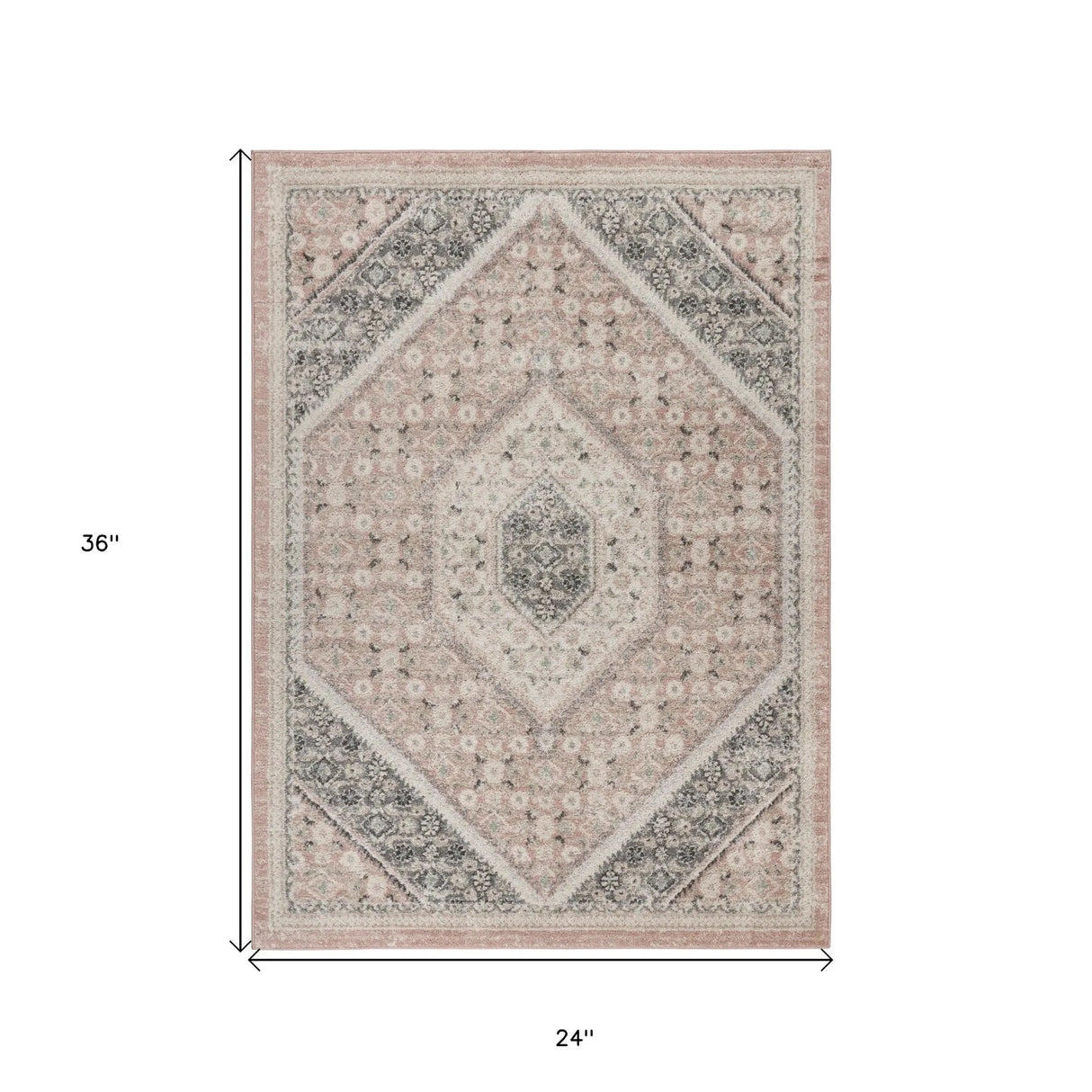 Pink and Cream Medallion Area Rug 2' X 3' Julia M LifeStyles