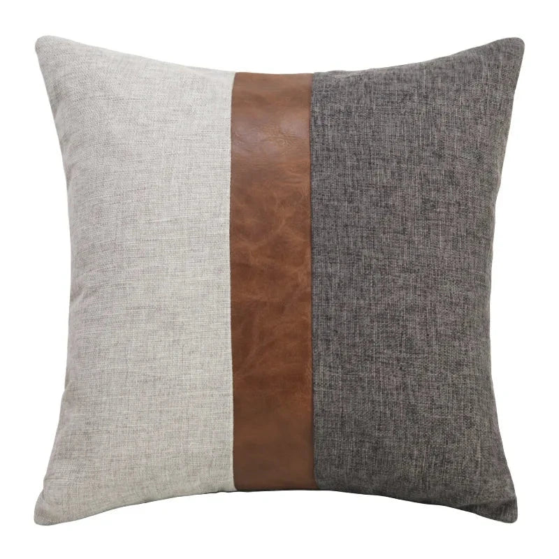 Boho Pillow Covers Throw Pillow,100% Cotton and Faux Leather Modern Decor Pillow Cases for Outdoor Home Sofa Decor Julia M LifeStyles