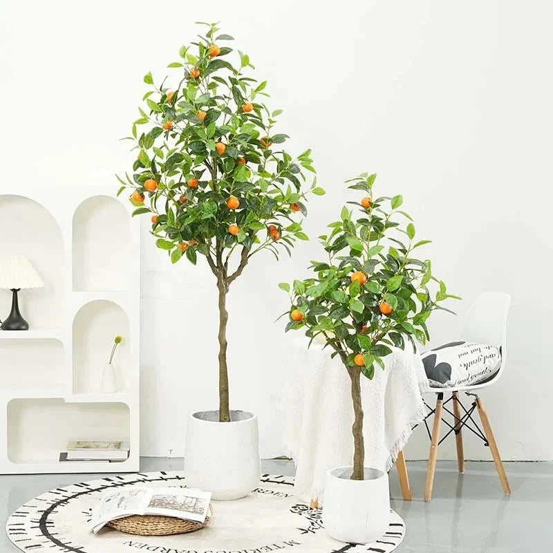 High-End Luxury Indoor Orange Tree Artificial Green Plastic Potted Fruit Fake Kumquat for Halloween Christmas Living Room Julia M LifeStyles
