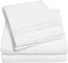 Luxury White Hotel Bed Sheet Set Extra Soft King Size Mattress Elastic Corner Straps Deep Pocket Quality Polyester