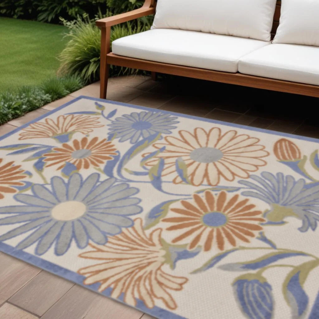 HMS 6' X 9' Beige Floral Indoor/Outdoor Area Rug Julia M LifeStyles