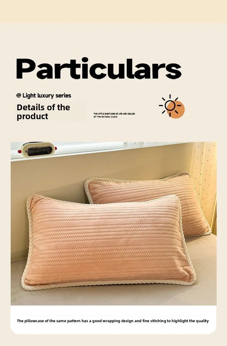 2025 New Winter Four-Piece Set Class Thickened Milk Velvet Quilt Cover Coral Velvet Bed Sheets Dormitory Fitted Three-Piece Set - Julia M LifeStyles