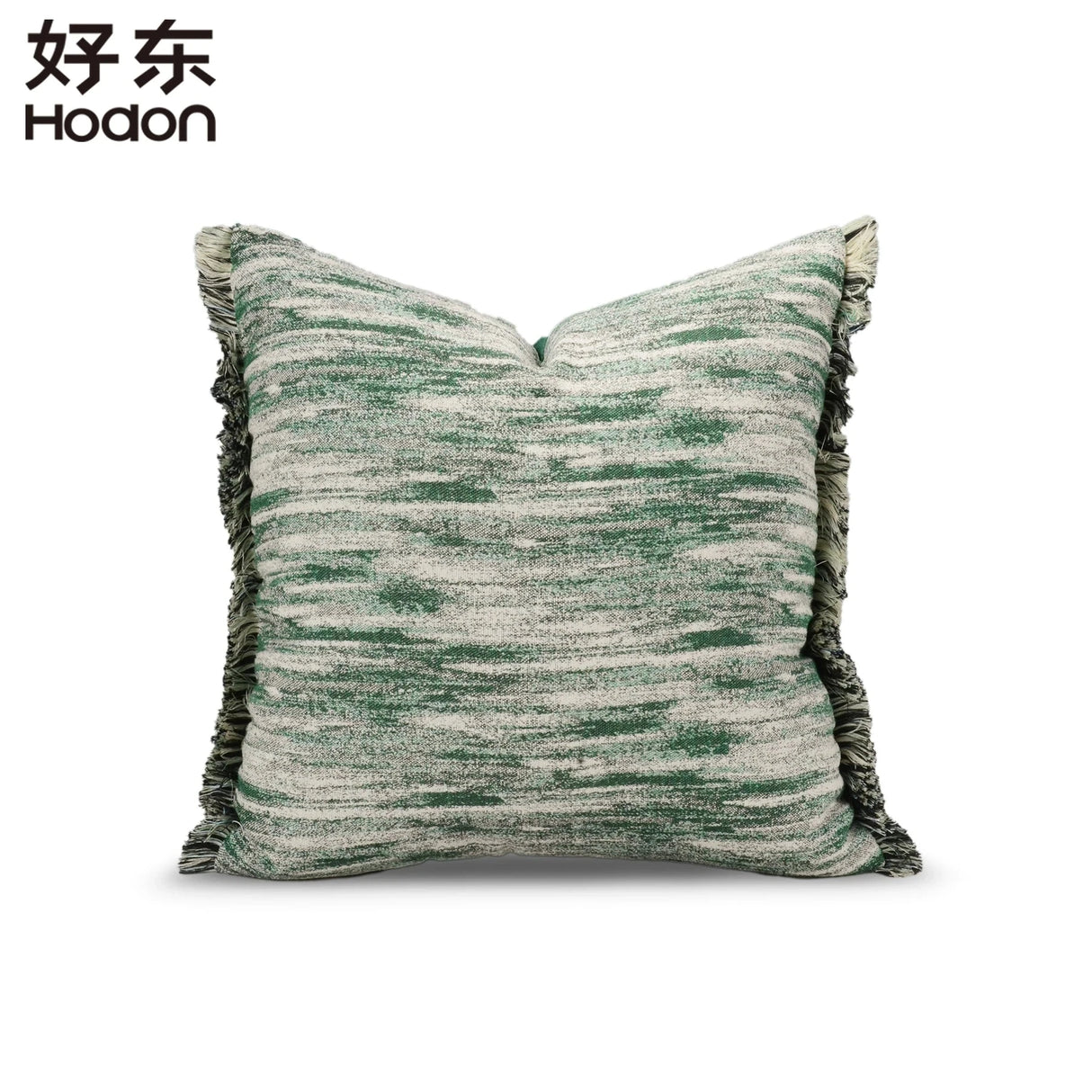 Square Luxury White Green Broken Stripe Frayed Jacquard Home Decoration Pillowcase Julia M LifeStyles