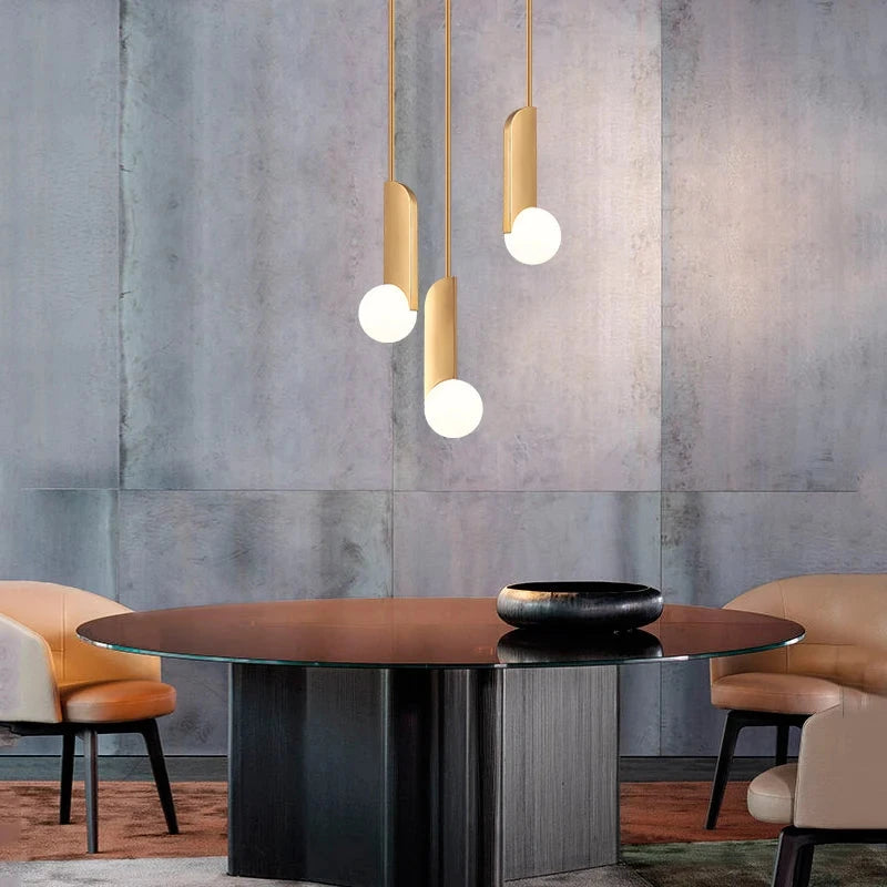 New Modern Style Hanging Kitchen Dining Table Brass Glass Pendant Light Julia M LifeStyles