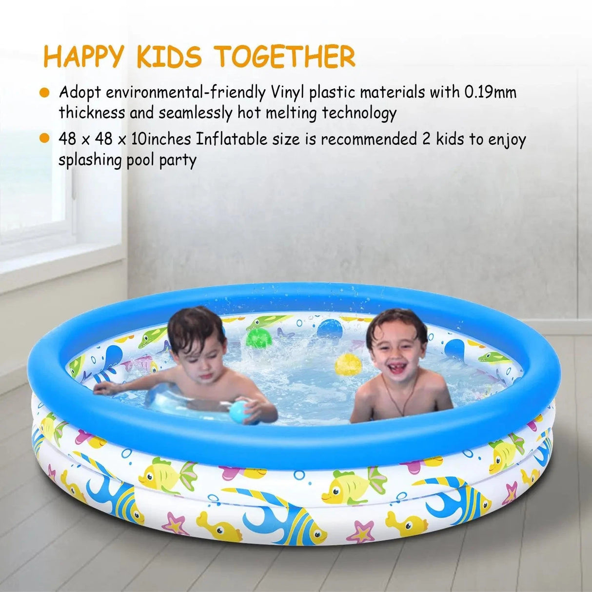 DB Large 48x10In Outdoor Inflatable Swimming Pool Foldable Pump-Type Ball Pool with Sea Logo for 2 Kids and Family Use Julia M LifeStyles