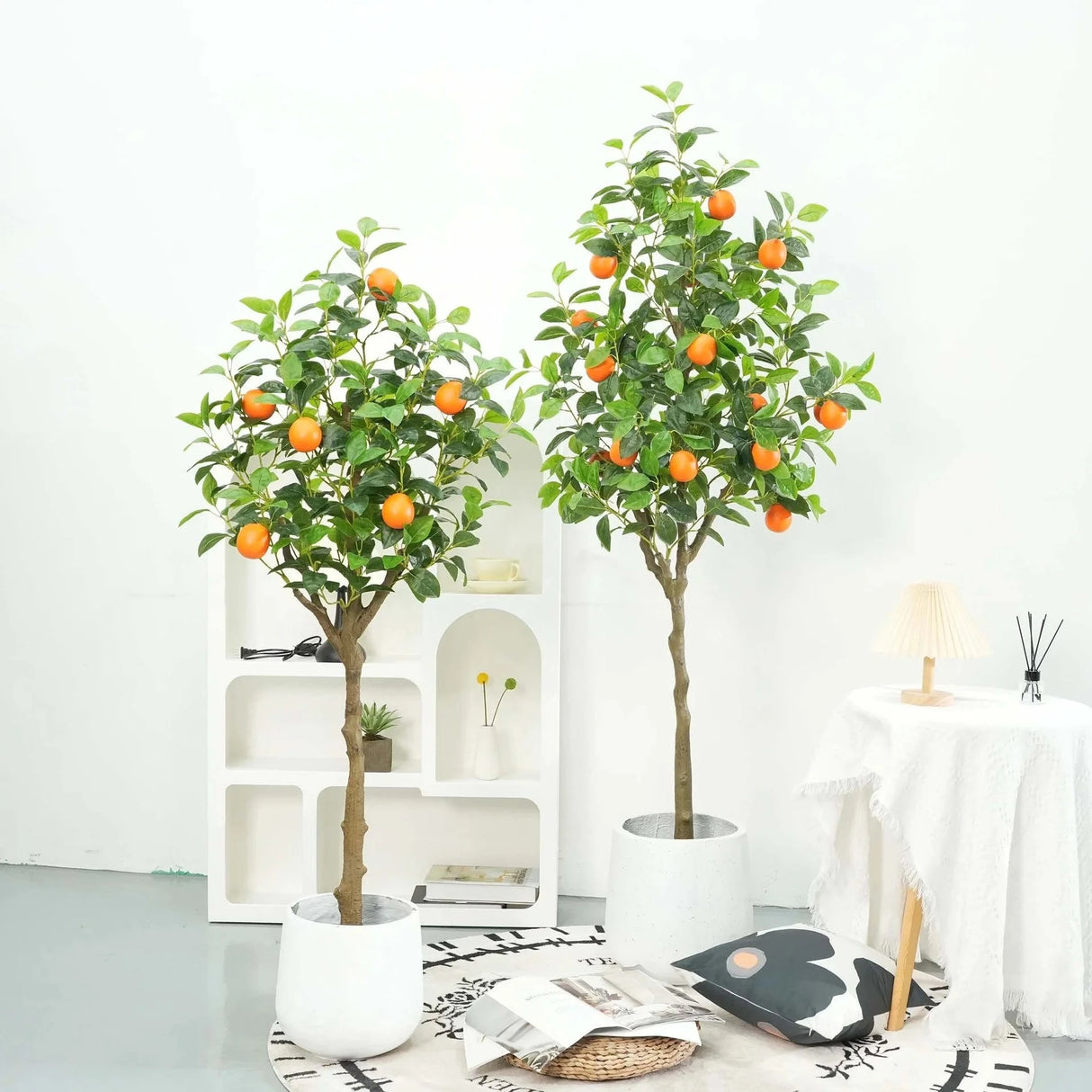 High-End Luxury Indoor Orange Tree Artificial Green Plastic Potted Fruit Fake Kumquat for Halloween Christmas Living Room Julia M LifeStyles