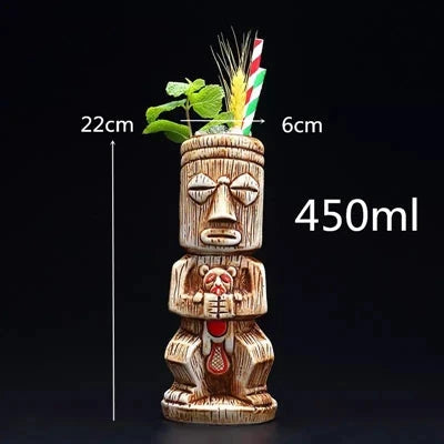 450ml Ceramic Tiki Cocktail Mug Creative Porcelain Beer Wine Mug Cup Bar Tool Julia M Home & Kitchen