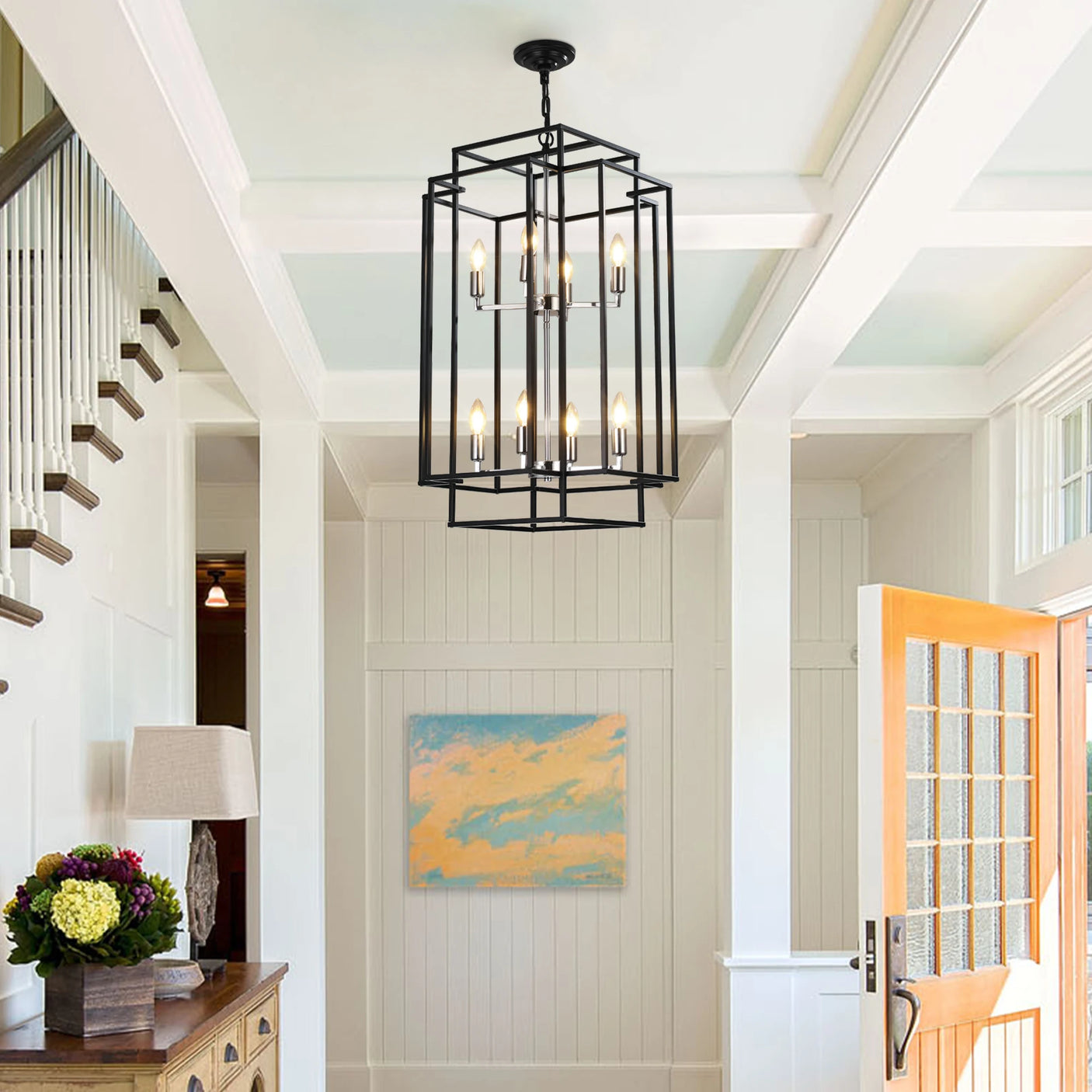 Obsidian Axis™ 8-Light Geometric Chandelier