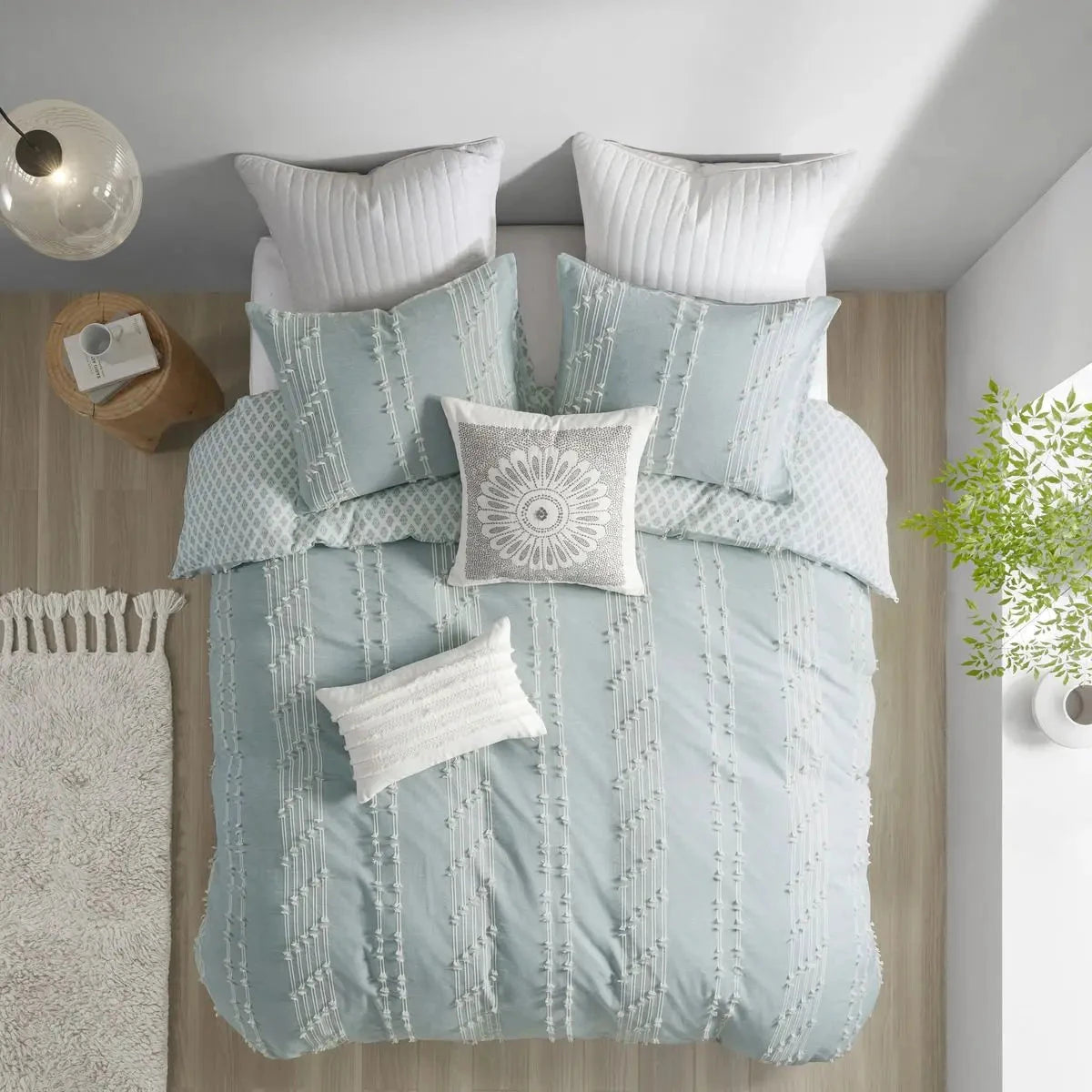 3-Piece Geometric Jacquard Duvet Cover Set 100% Cotton Queen Size for Home Wedding or Hospital Use 3pcs Included Julia M LifeStyles