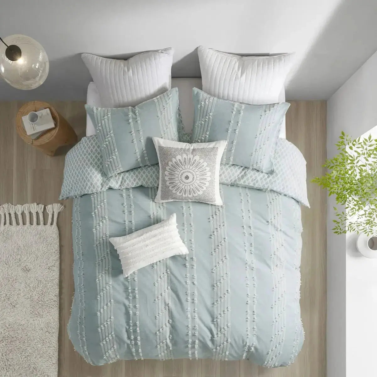 3-Piece Geometric Jacquard Duvet Cover Set 100% Cotton Queen Size for Home Wedding or Hospital Use 3pcs Included Julia M LifeStyles