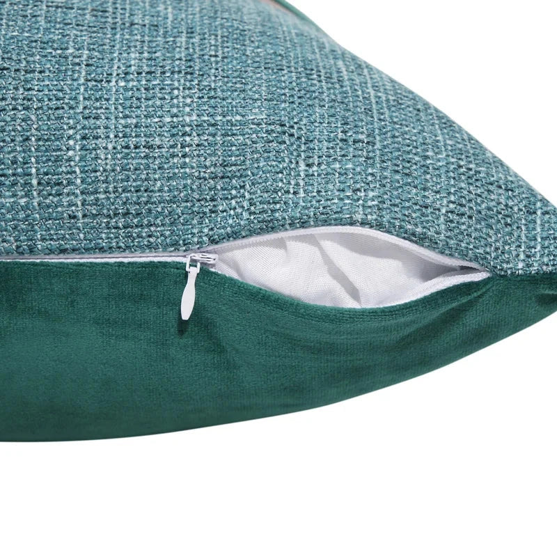 Cotton Linen Velvet Patchwork Faux Leather Pillow Cover Modern Farmhouse Decor Accent Cushion Case Decorative Throw Pillowcase Julia M LifeStyles