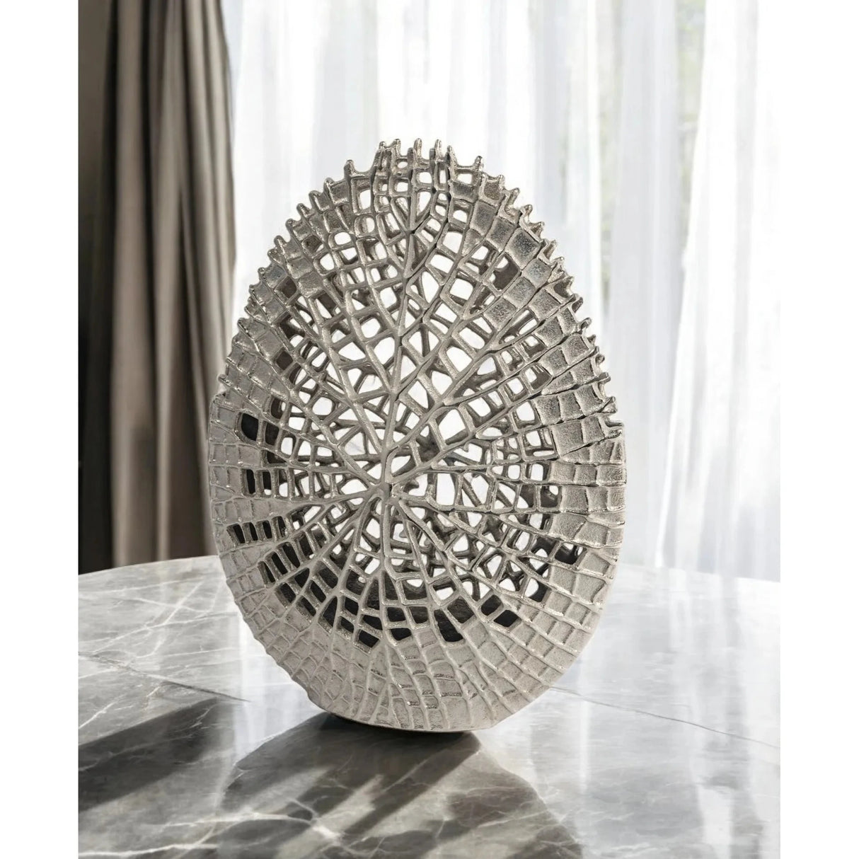 14\" Silver Pierced Aluminum Table Vase by HMS-Elegant Home Decor Julia M LifeStyles