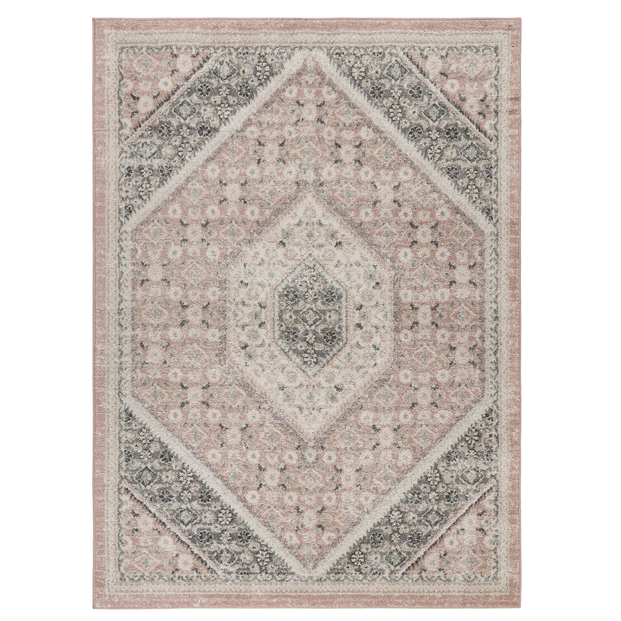 Pink and Cream Medallion Area Rug 2' X 3' Julia M LifeStyles