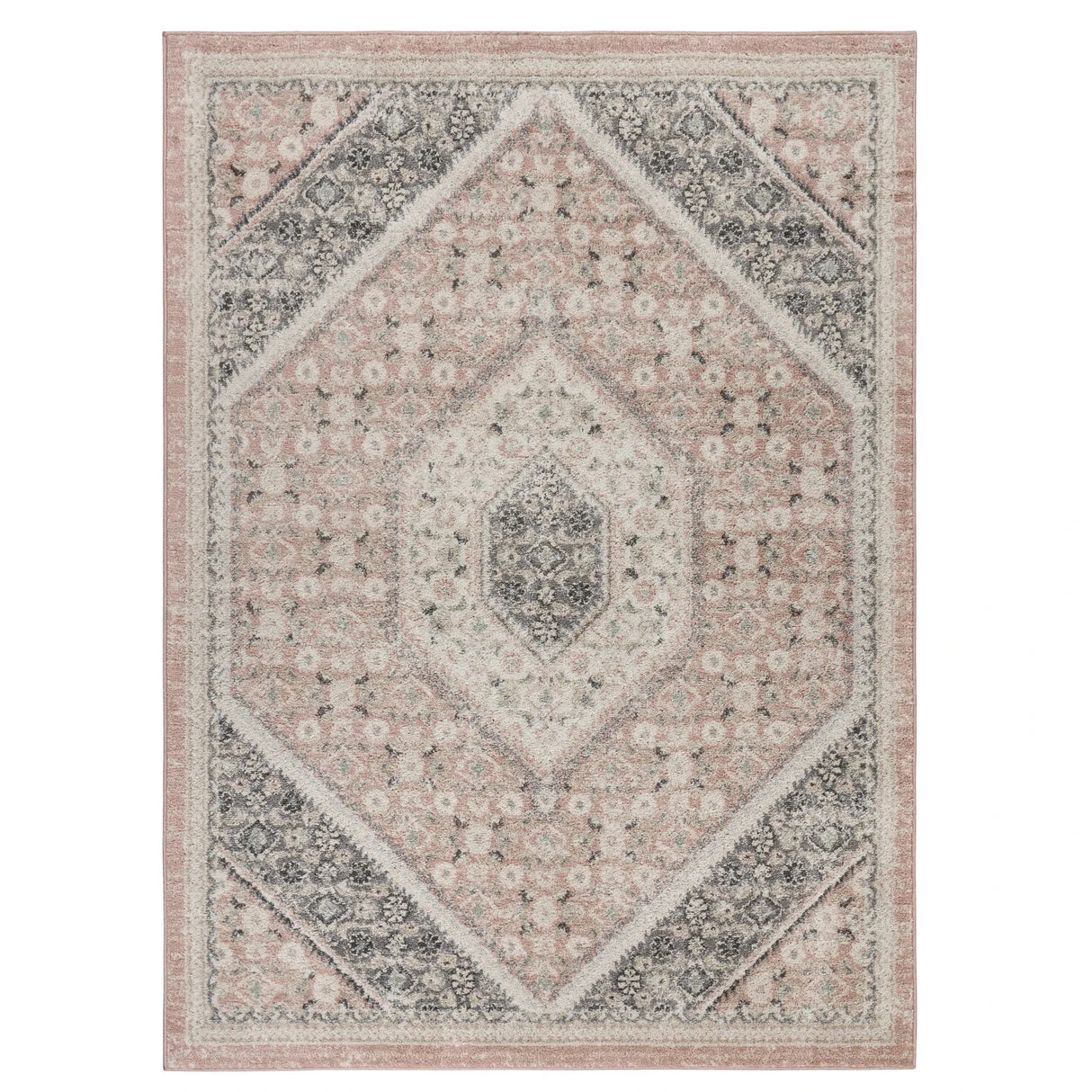 Pink and Cream Medallion Area Rug 2' X 3' Julia M LifeStyles