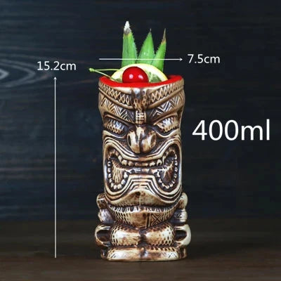 450ml Ceramic Tiki Cocktail Mug Creative Porcelain Beer Wine Mug Cup Bar Tool Julia M Home & Kitchen