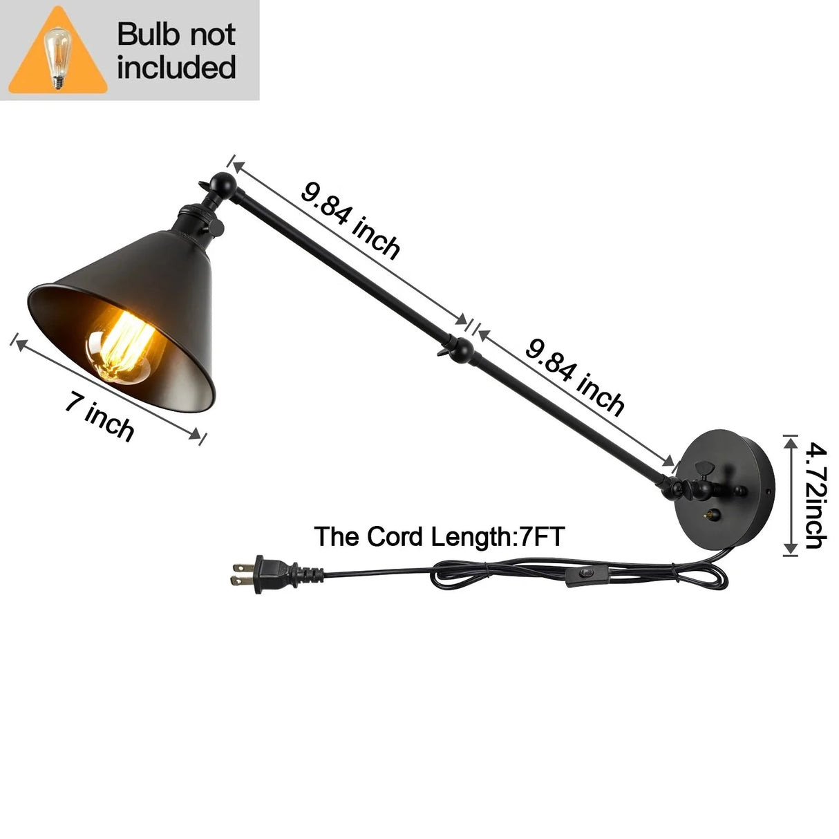 One Piece Dropshipping Brass Black 2 Pack with Switch Swing Arm Wall Lamp Plug in Wall Mounted Light Wall Sconces Julia M LifeStyles