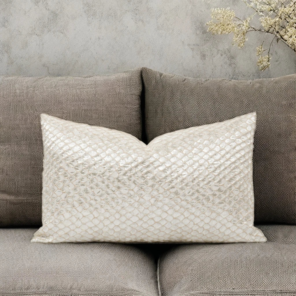 Luxury Organic Cushion Covers White Gold Texture Waist Pillow Covers Geometric Modern for Bedroom Living Room Decor Julia M LifeStyles
